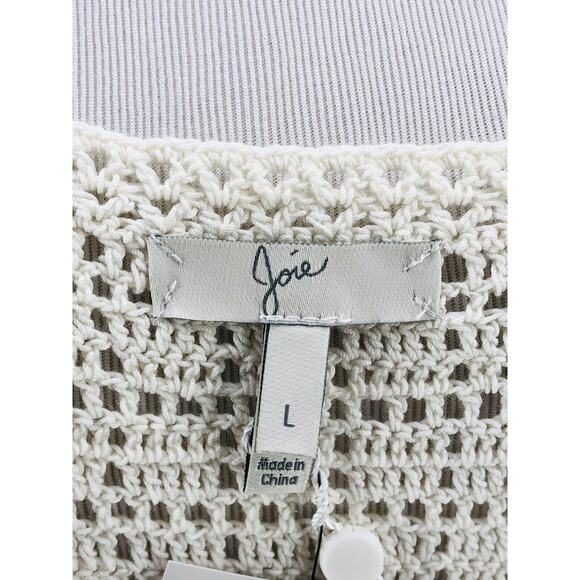 Joie Women's Ivory Analia Sleeveless Crochet Knit Frayed Tank Large NEW $298 - Picture 6 of 8